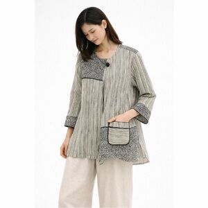 Multiples "Charmed" Artsy Striped &‎ Speckled Jacket – Large NWT
